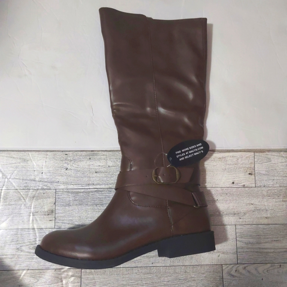 Style & Co. Womens Marilee Moto Dressy Mid-Calf Boots Brown Medium